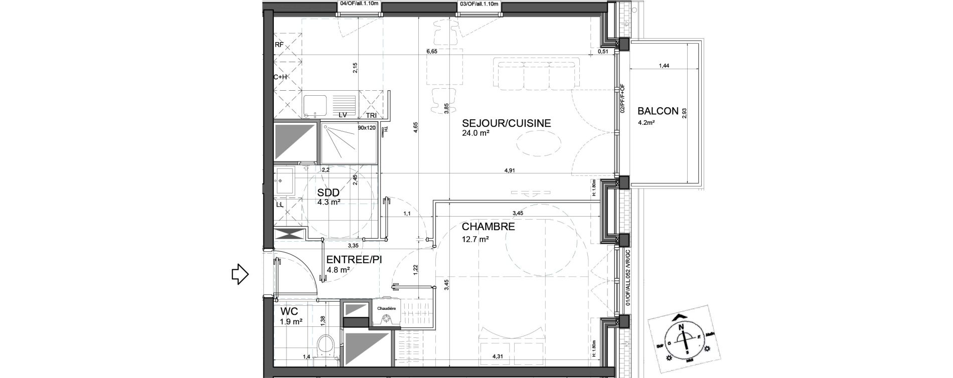 Appartement T2 de 47,70 m2 &agrave; Aulnoy-Lez-Valenciennes Centre
