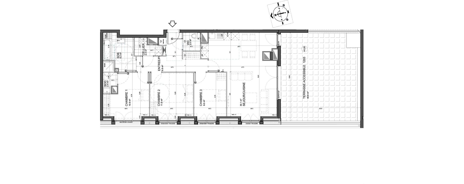 Appartement T4 de 84,90 m2 &agrave; Aulnoy-Lez-Valenciennes Centre
