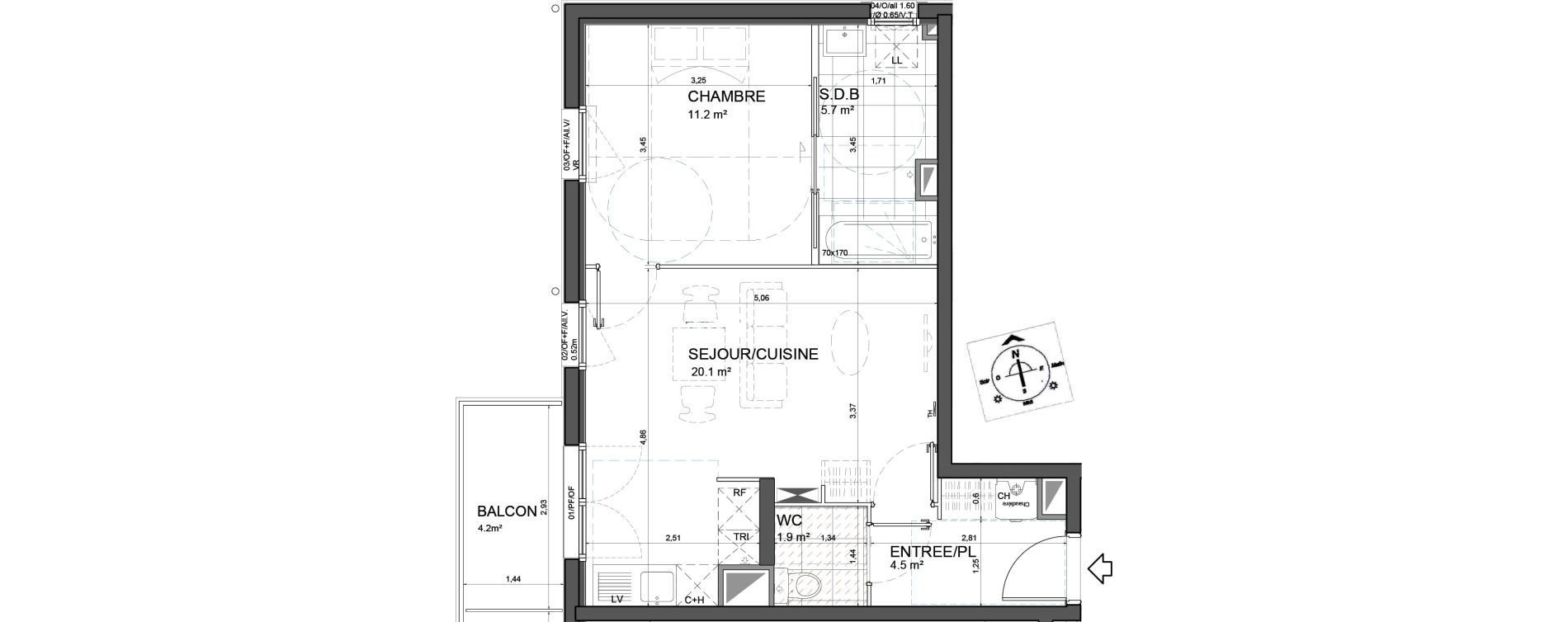 Appartement T2 de 43,40 m2 &agrave; Aulnoy-Lez-Valenciennes Centre