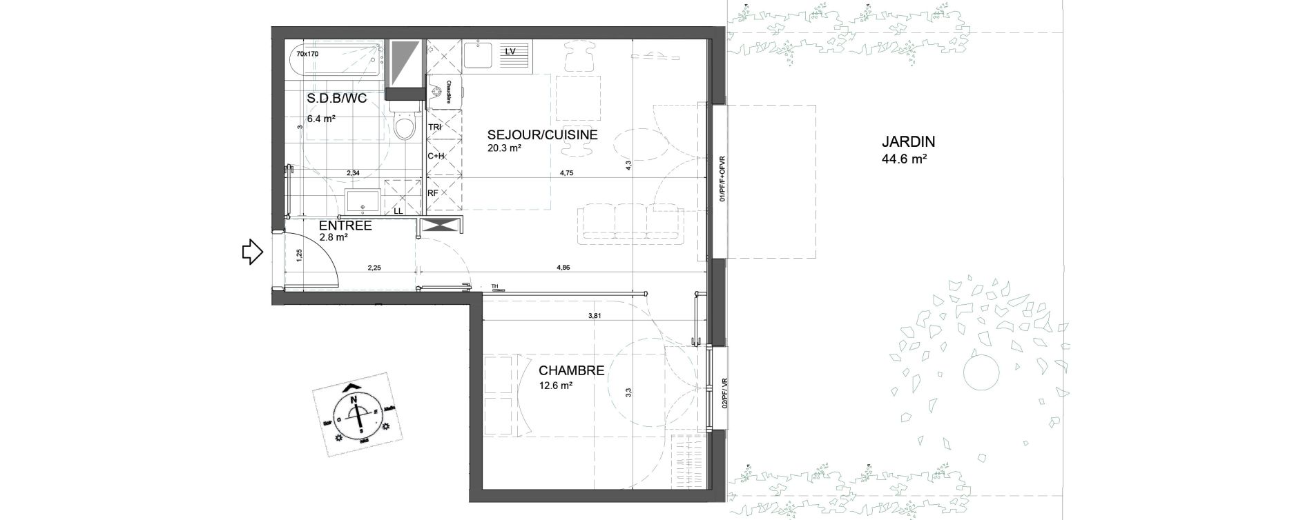 Appartement T2 de 42,10 m2 &agrave; Aulnoy-Lez-Valenciennes Centre
