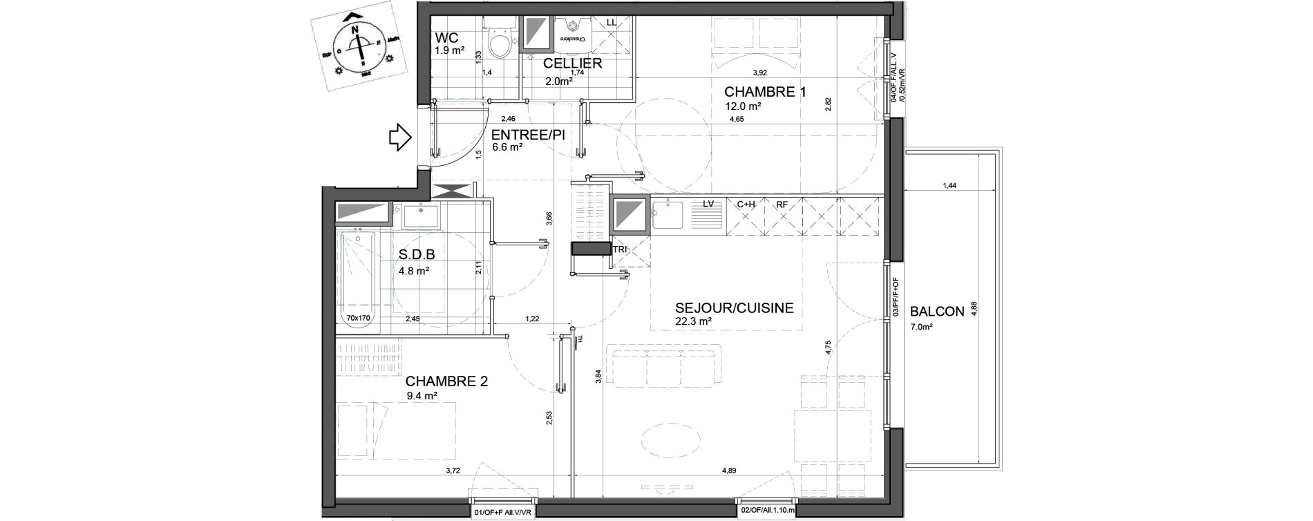 Appartement T3 de 59,00 m2 &agrave; Aulnoy-Lez-Valenciennes Centre