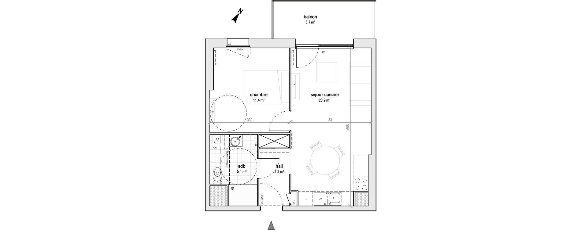 Appartement T2 de 41,30 m2 &agrave; Bailleul Centre