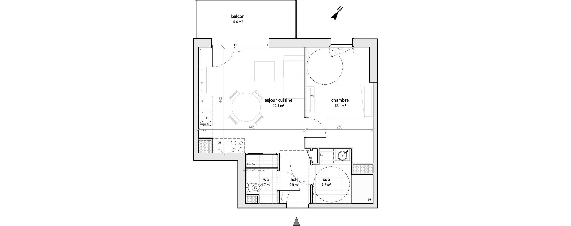 Appartement T2 de 41,40 m2 &agrave; Bailleul Centre