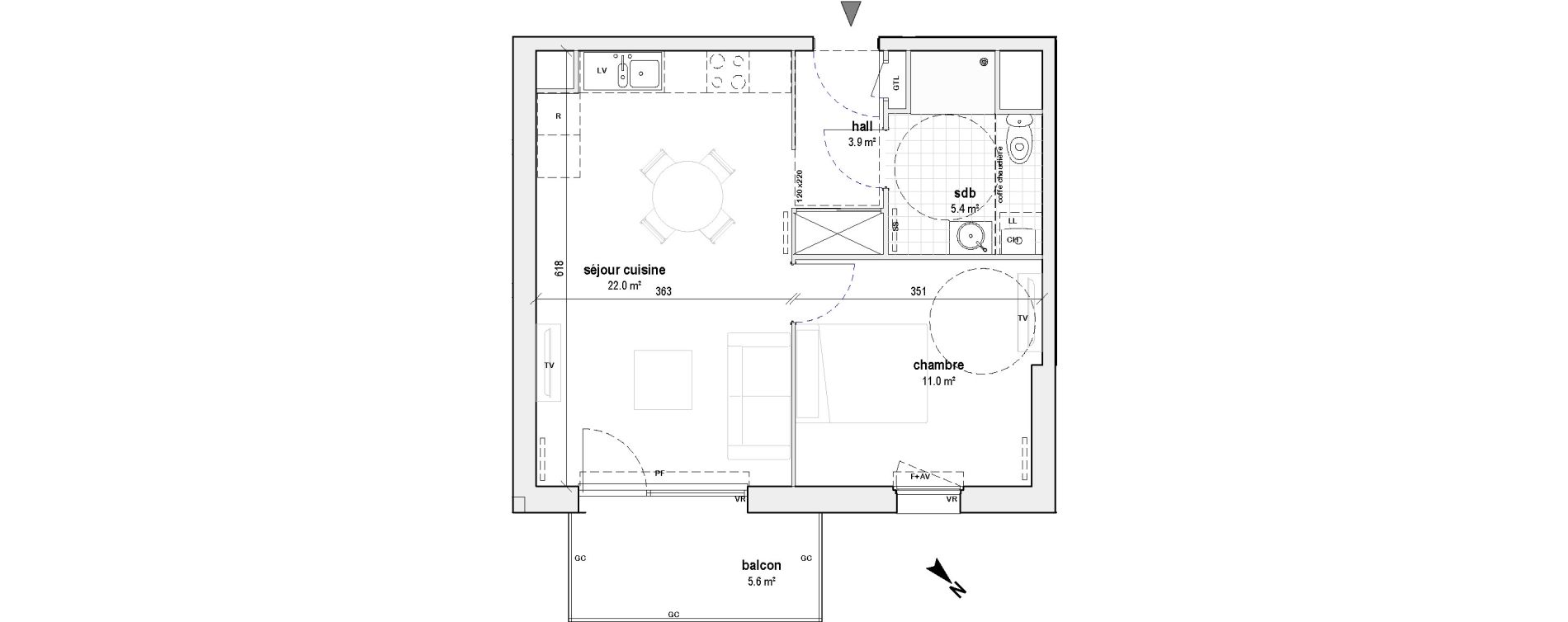 Appartement T2 de 42,50 m2 &agrave; Bailleul Centre