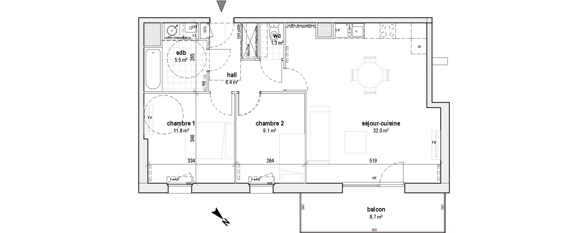 Appartement T3 de 66,20 m2 &agrave; Bailleul Centre