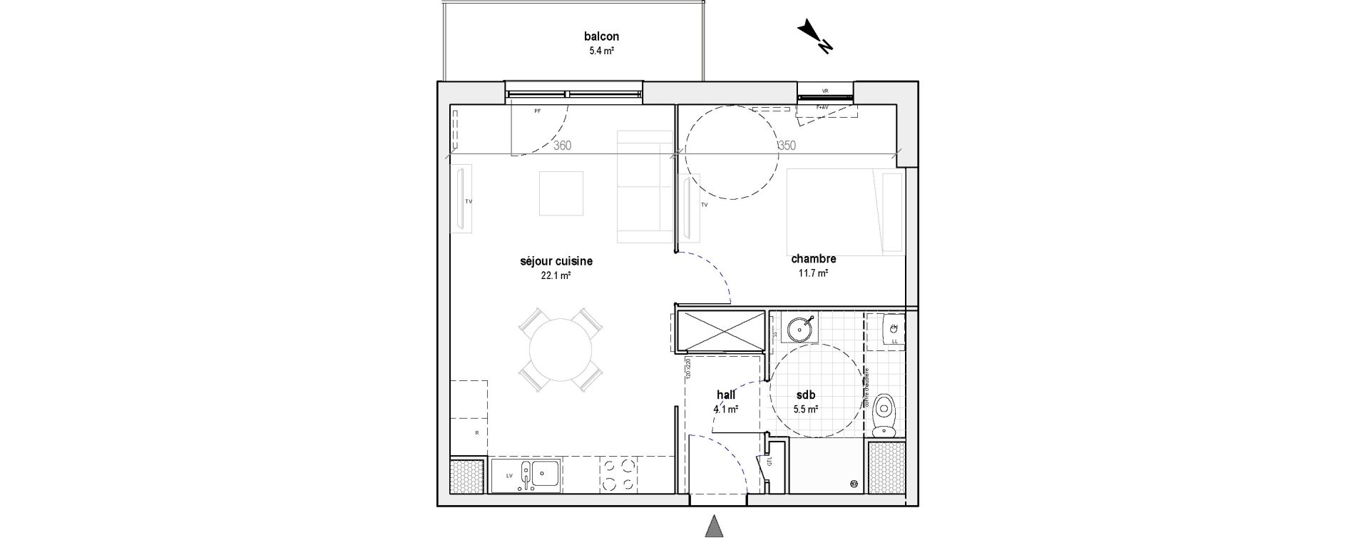 Appartement T2 de 43,40 m2 &agrave; Bailleul Centre