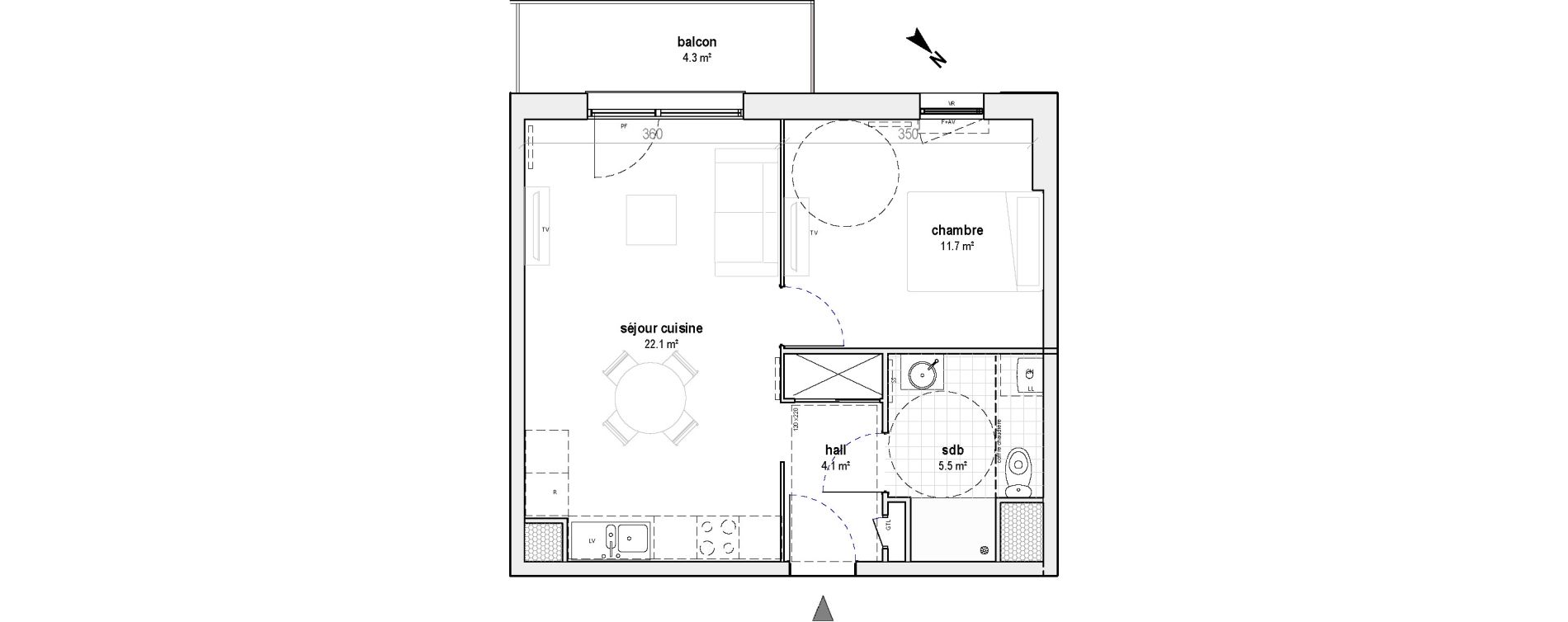 Appartement T2 de 43,40 m2 &agrave; Bailleul Centre