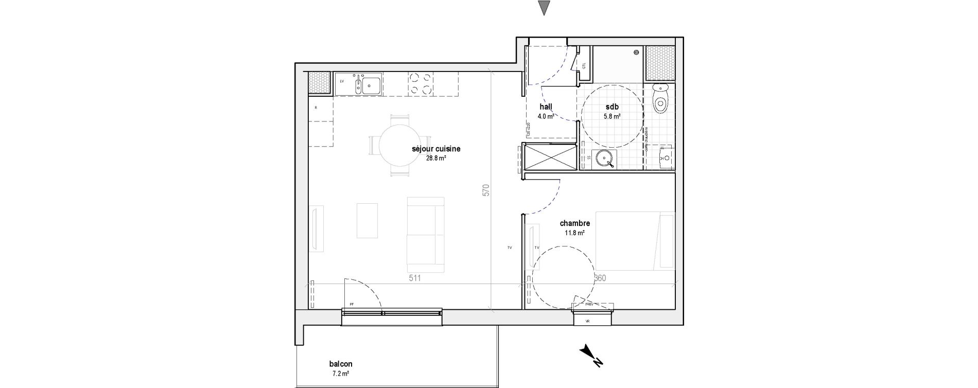 Appartement T2 de 50,40 m2 &agrave; Bailleul Centre