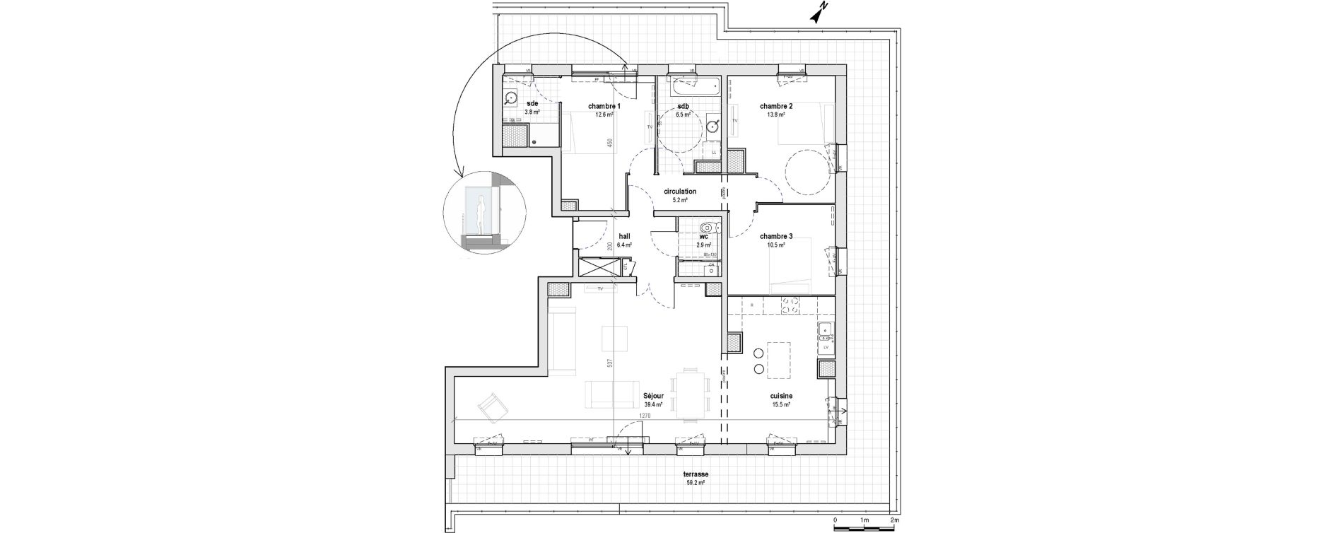 Appartement T4 de 116,70 m2 &agrave; Bailleul Centre