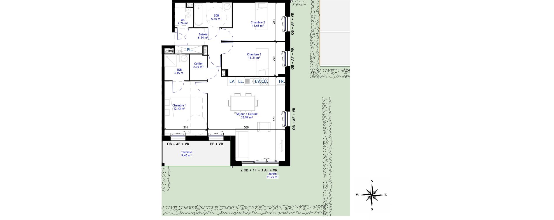 Appartement T4 de 87,81 m2 &agrave; Bailleul Centre