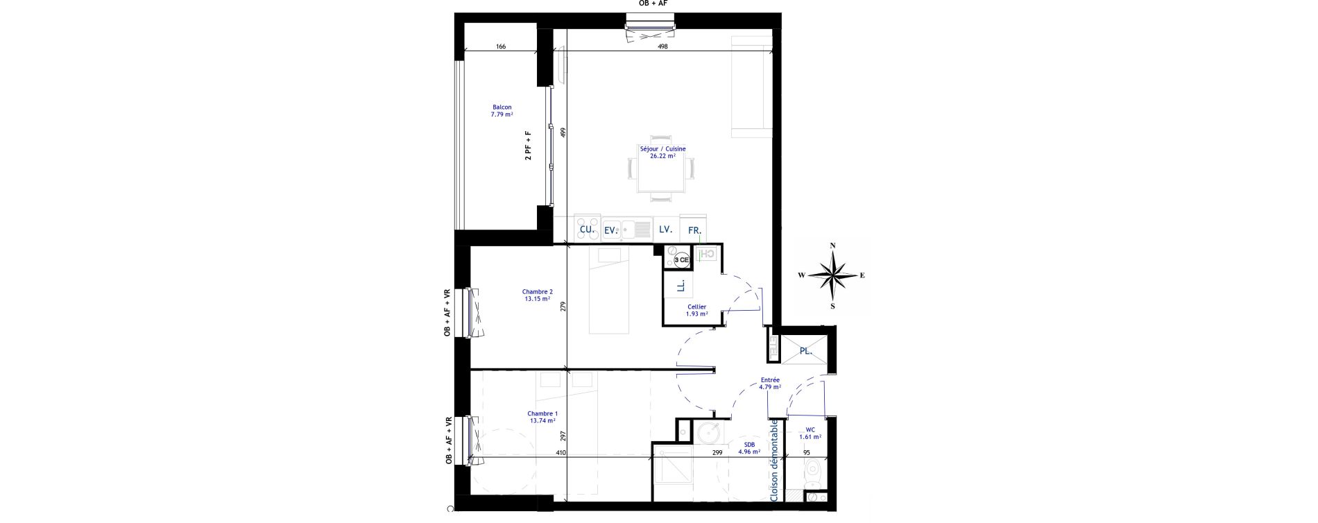 Appartement T3 de 66,41 m2 &agrave; Bailleul Centre