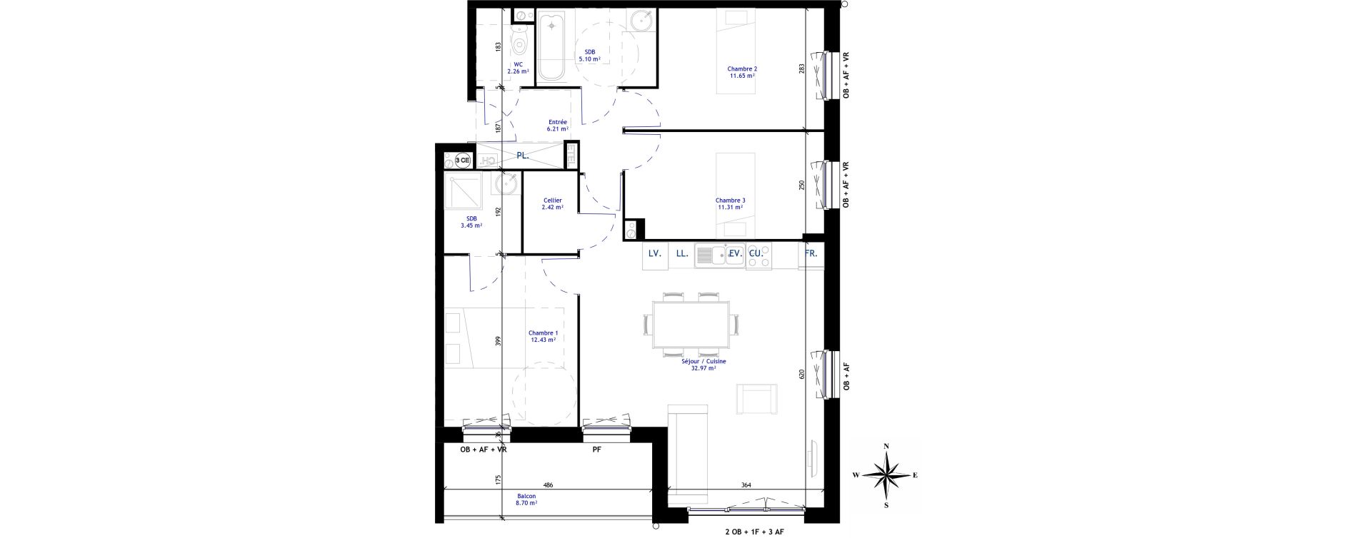 Appartement T4 de 87,80 m2 &agrave; Bailleul Centre