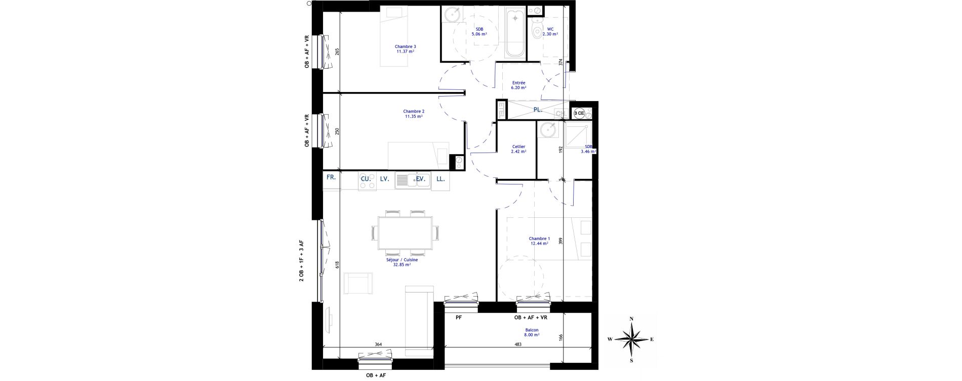 Appartement T4 de 87,45 m2 &agrave; Bailleul Centre