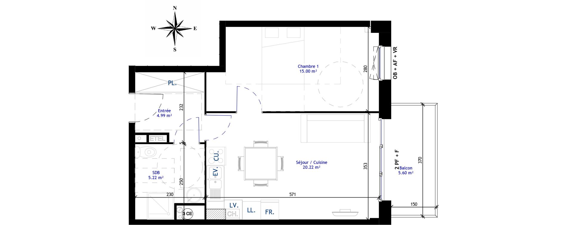 Appartement T2 de 45,43 m2 &agrave; Bailleul Centre