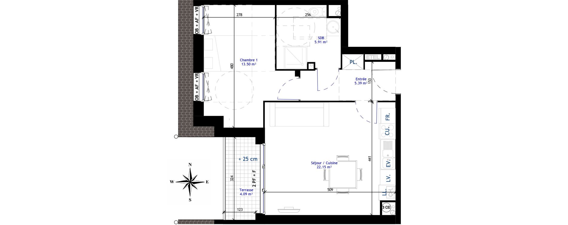 Appartement T2 de 46,95 m2 &agrave; Bailleul Centre