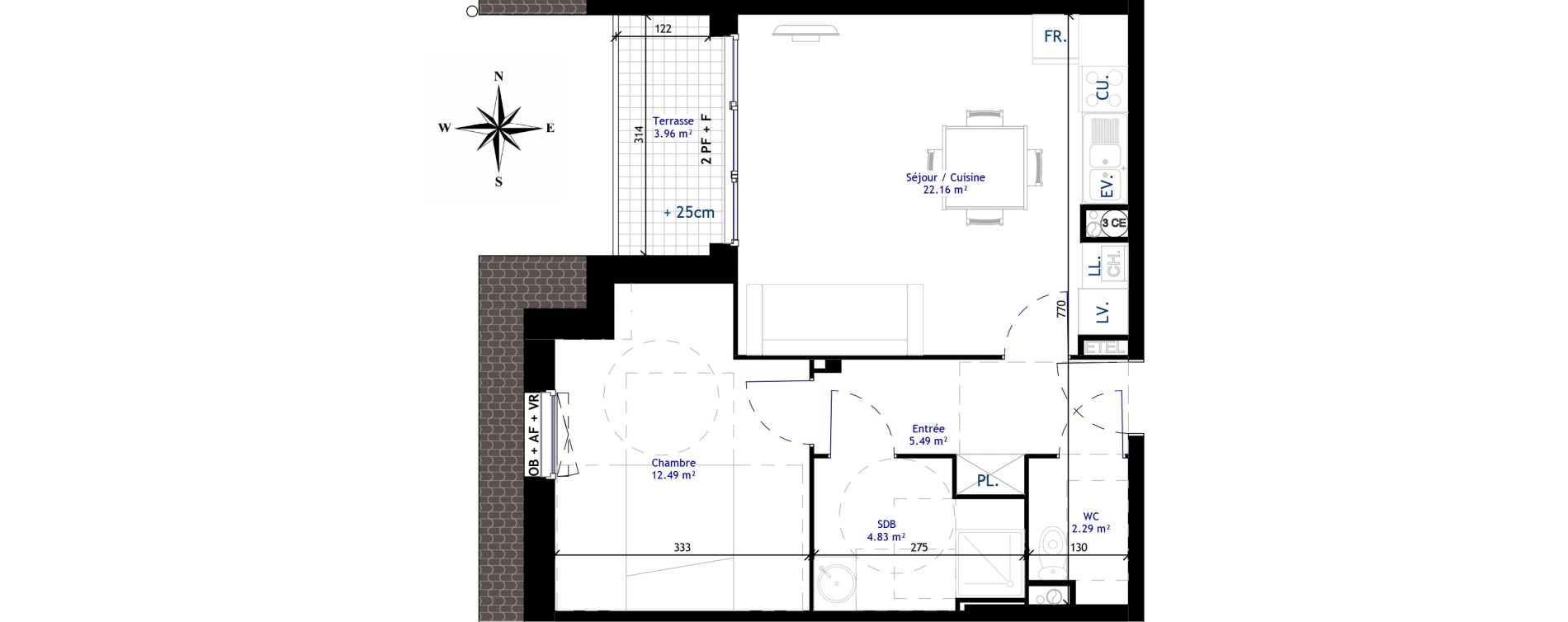 Appartement T2 de 47,26 m2 &agrave; Bailleul Centre