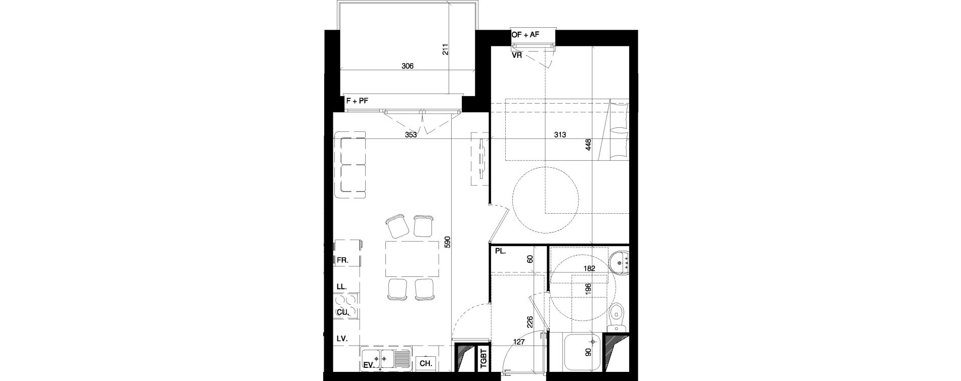 Appartement T2 de 42,60 m2 &agrave; Bailleul Centre