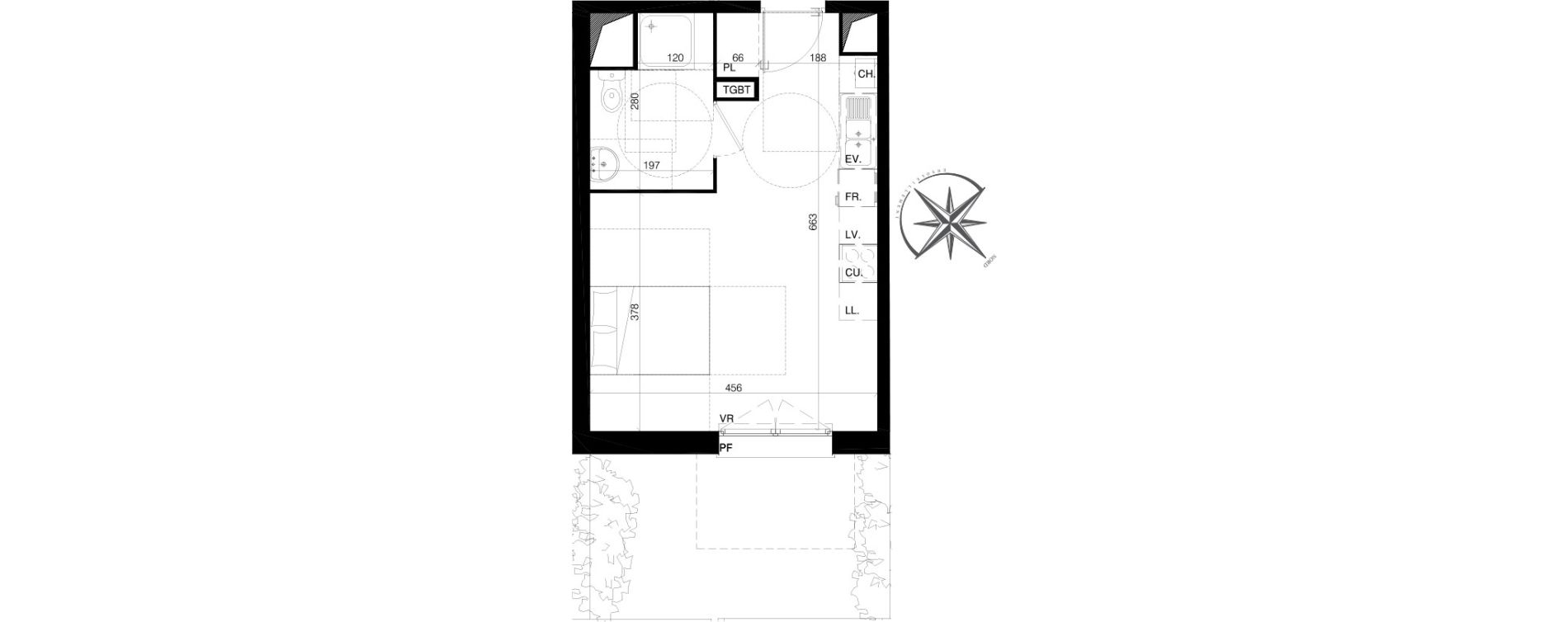 Appartement T1 de 29,00 m2 à Bailleul Centre