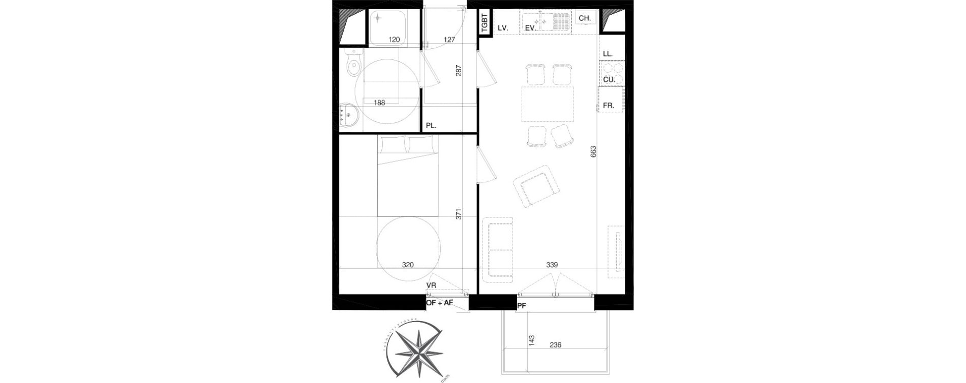 Appartement T2 de 42,00 m2 à Bailleul Centre