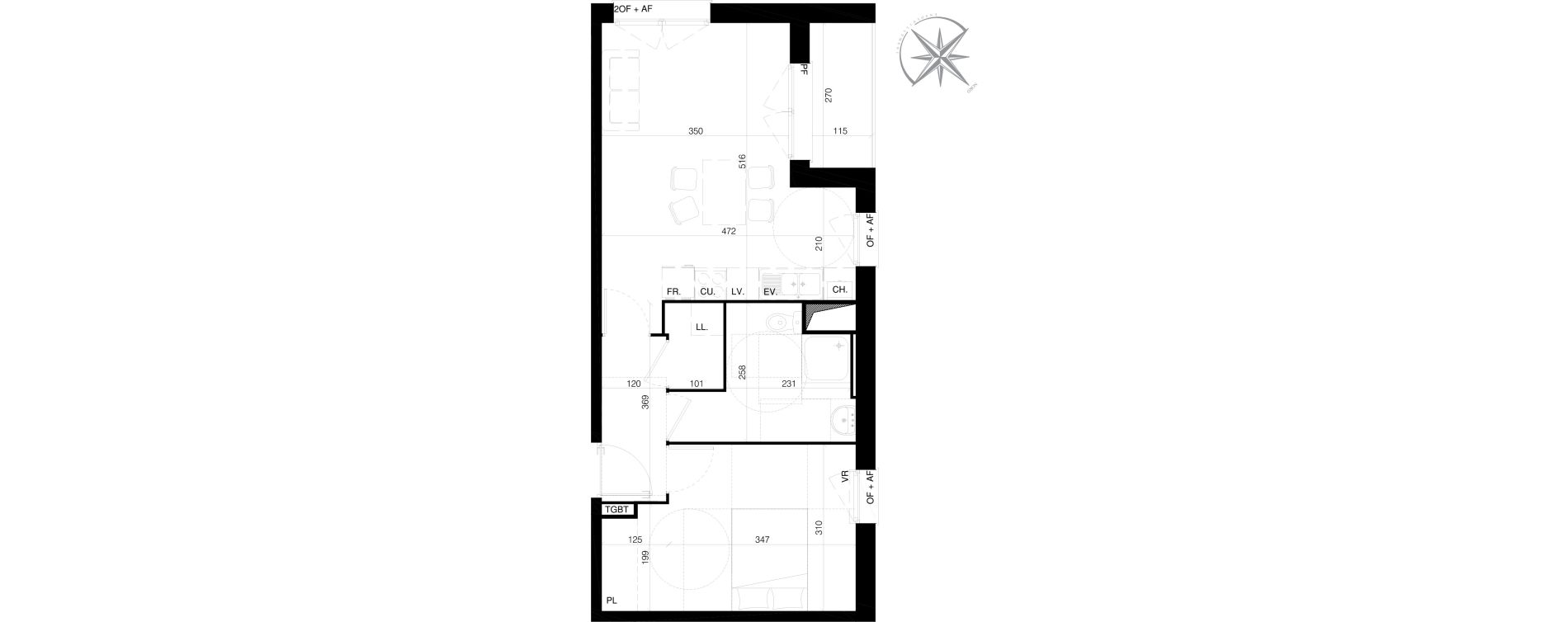 Appartement T2 de 46,24 m2 &agrave; Bailleul Centre