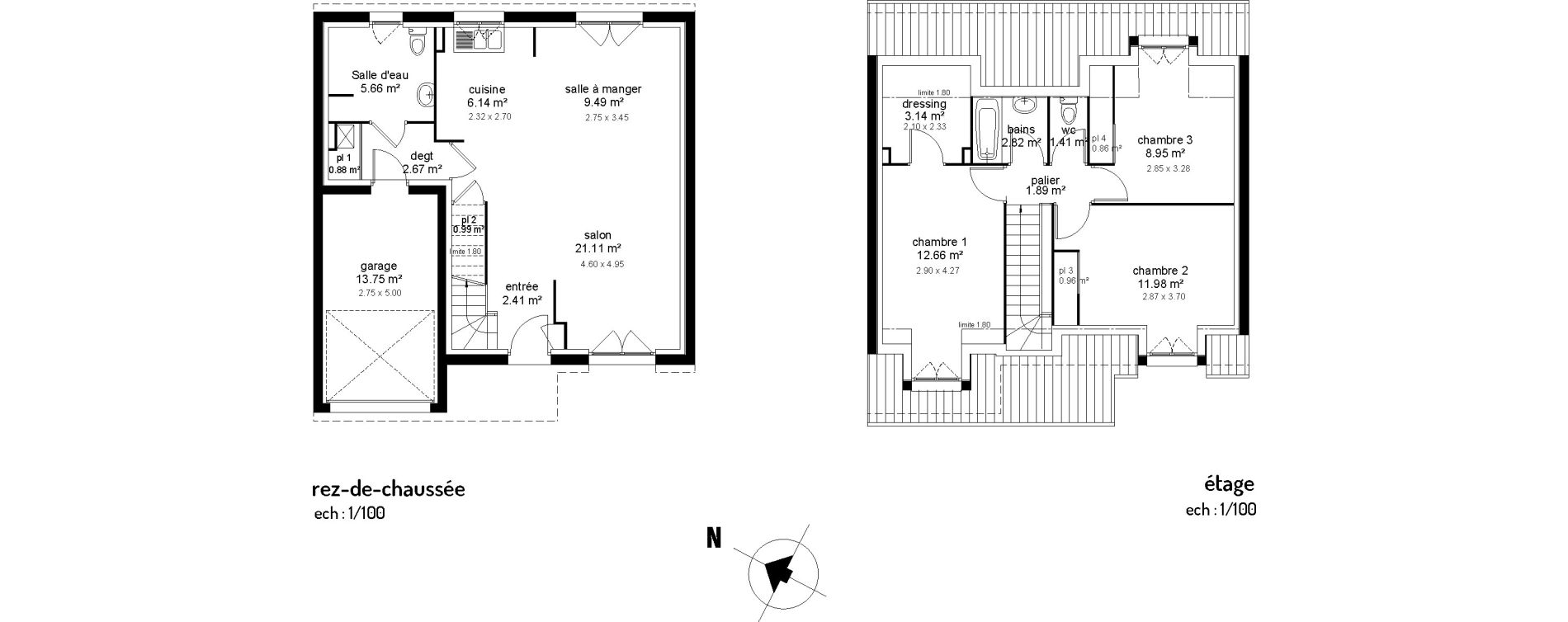 Maison T4 de 94,02 m2 &agrave; Bauvin Centre