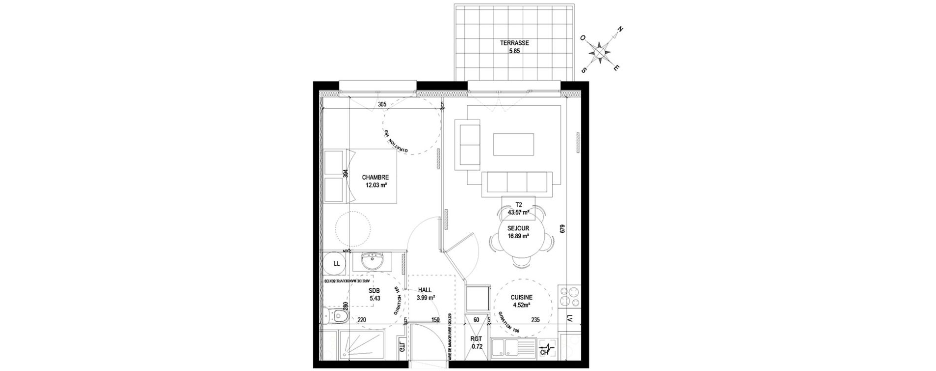 Appartement T2 de 43,57 m2 &agrave; Bousbecque Centre