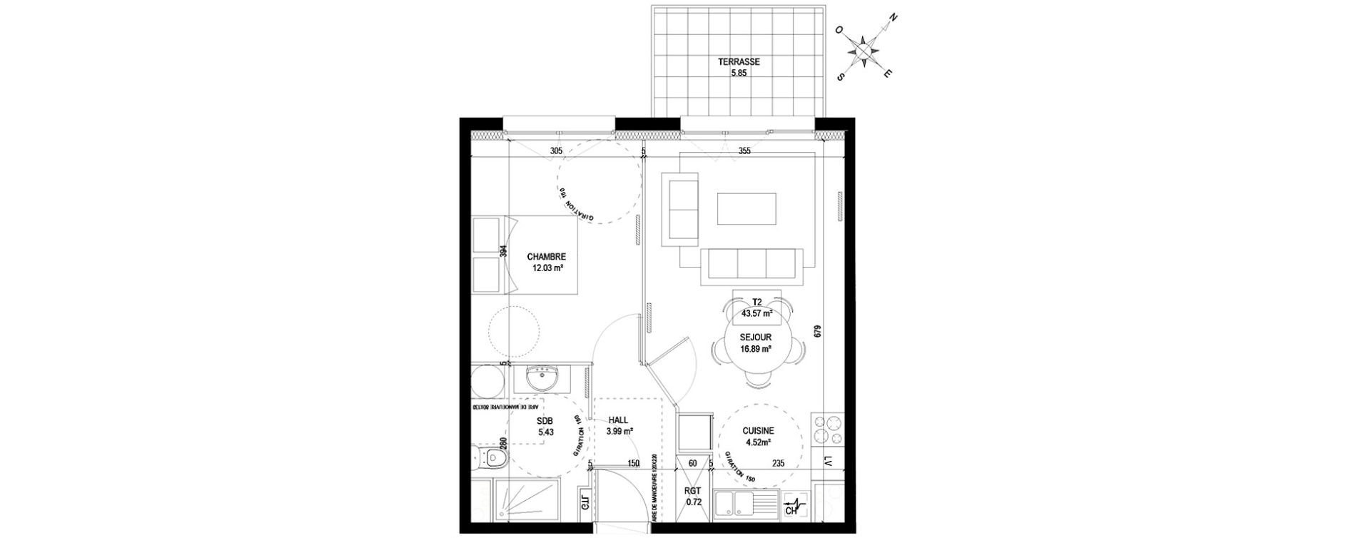 Appartement T2 de 43,57 m2 &agrave; Bousbecque Centre