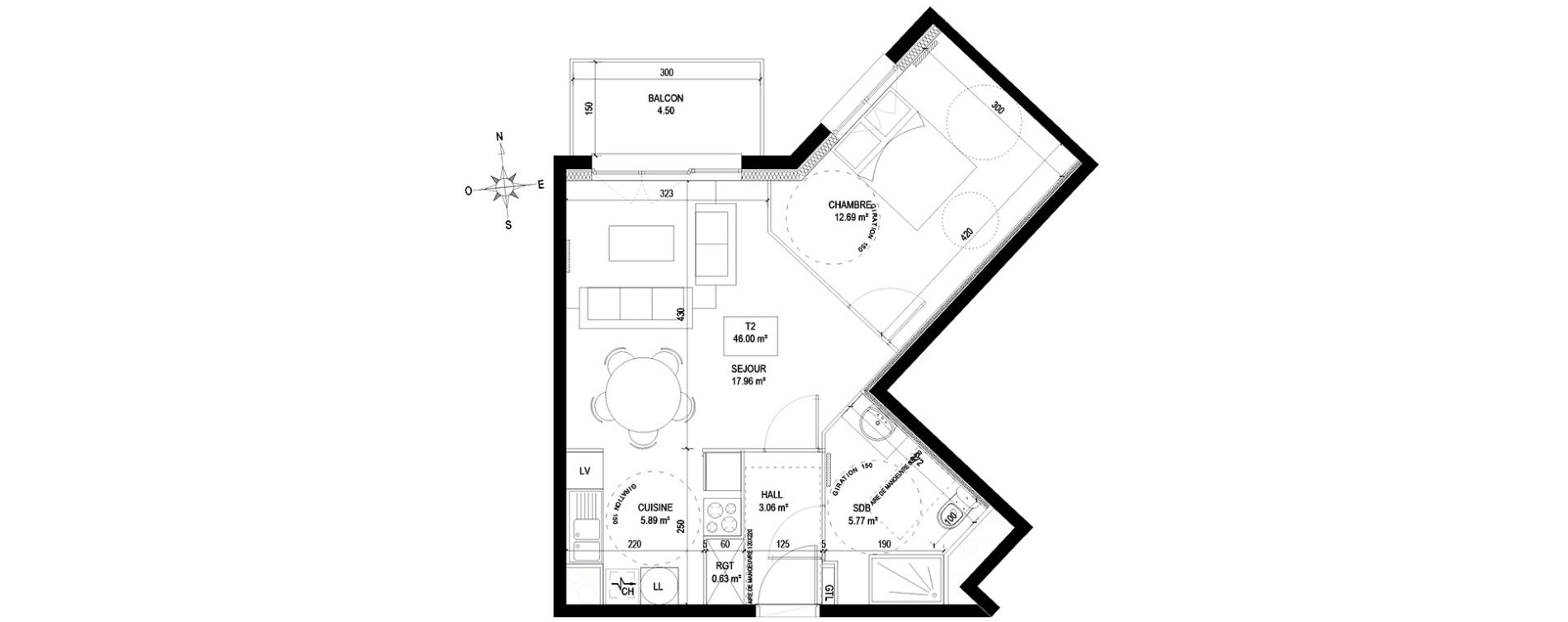 Appartement T2 de 46,00 m2 &agrave; Bousbecque Centre
