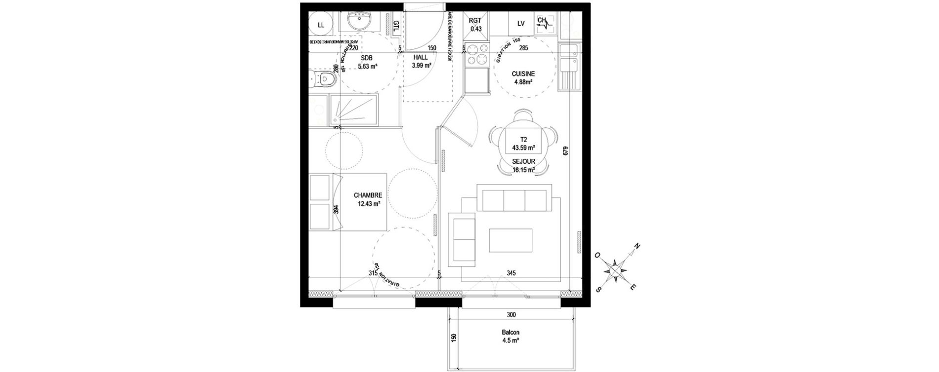 Appartement T2 de 43,59 m2 &agrave; Bousbecque Centre