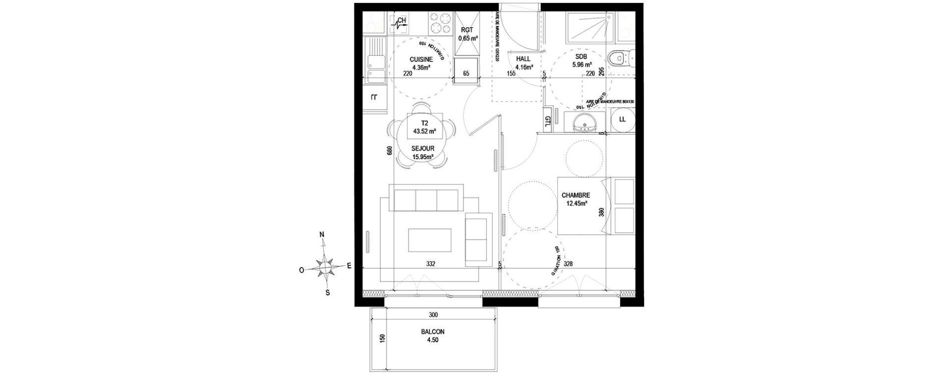 Appartement T2 de 43,52 m2 &agrave; Bousbecque Centre