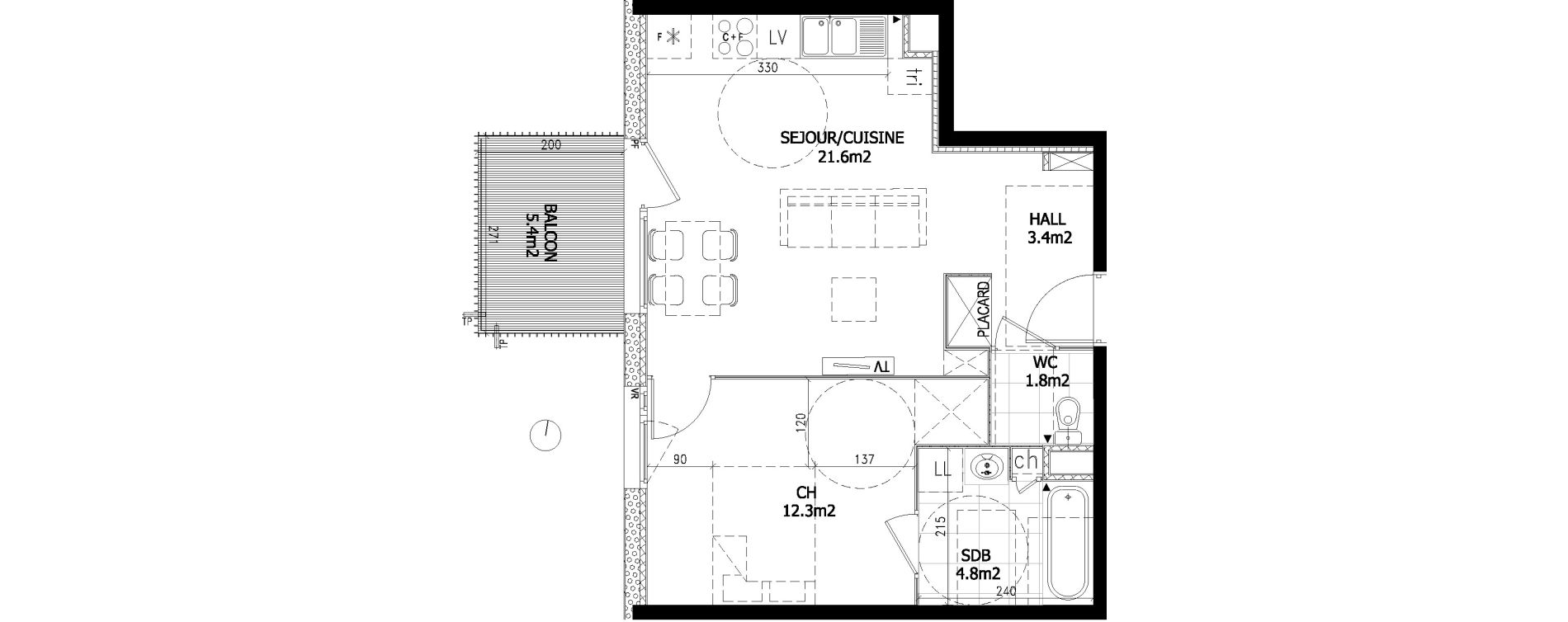 Appartement T2 de 43,90 m2 à Bousbecque Centre