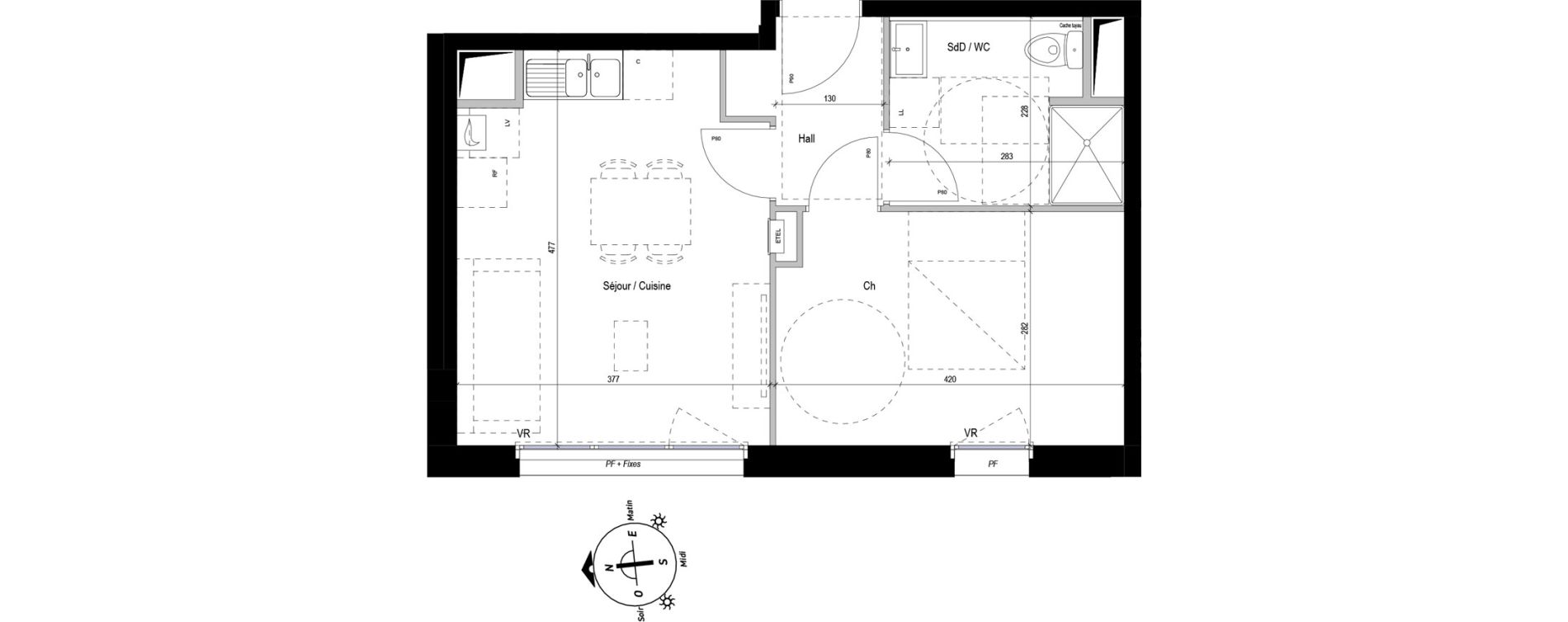 Appartement T2 de 37,85 m2 &agrave; Bray-Dunes Centre