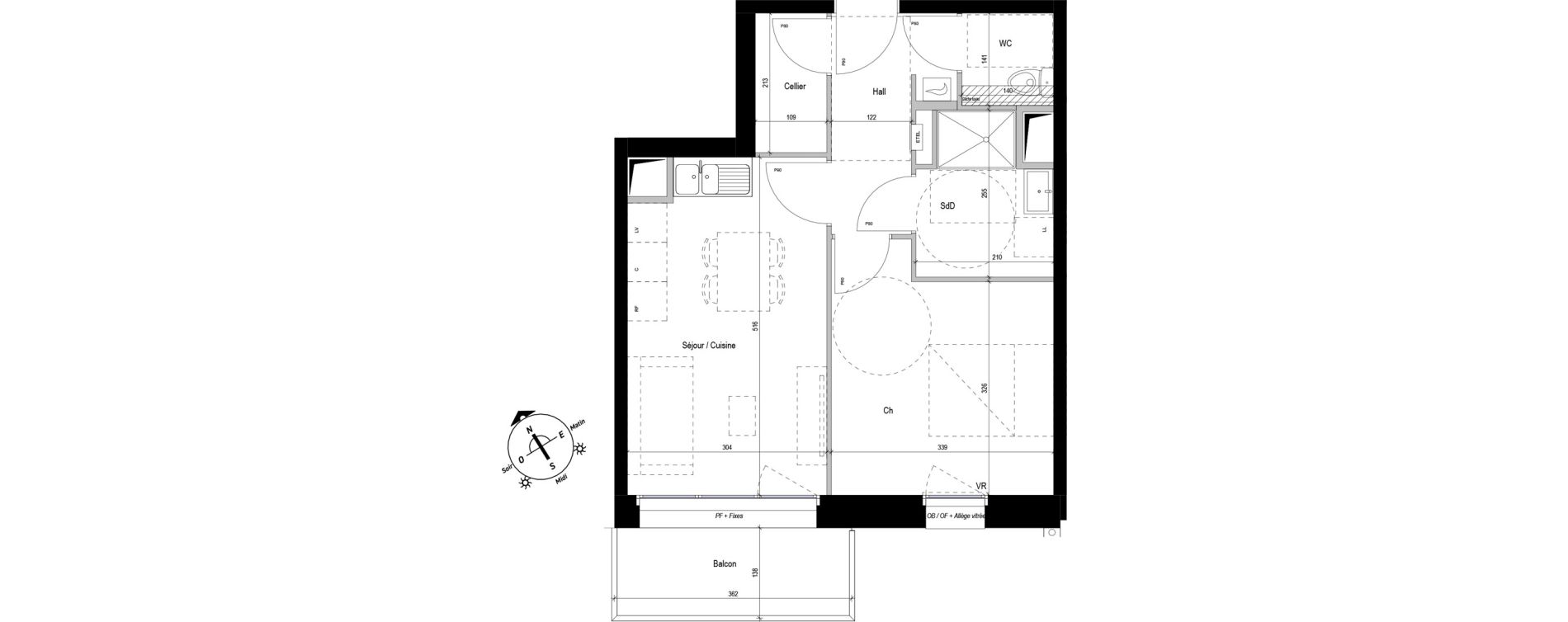 Appartement T2 de 40,92 m2 &agrave; Bray-Dunes Centre
