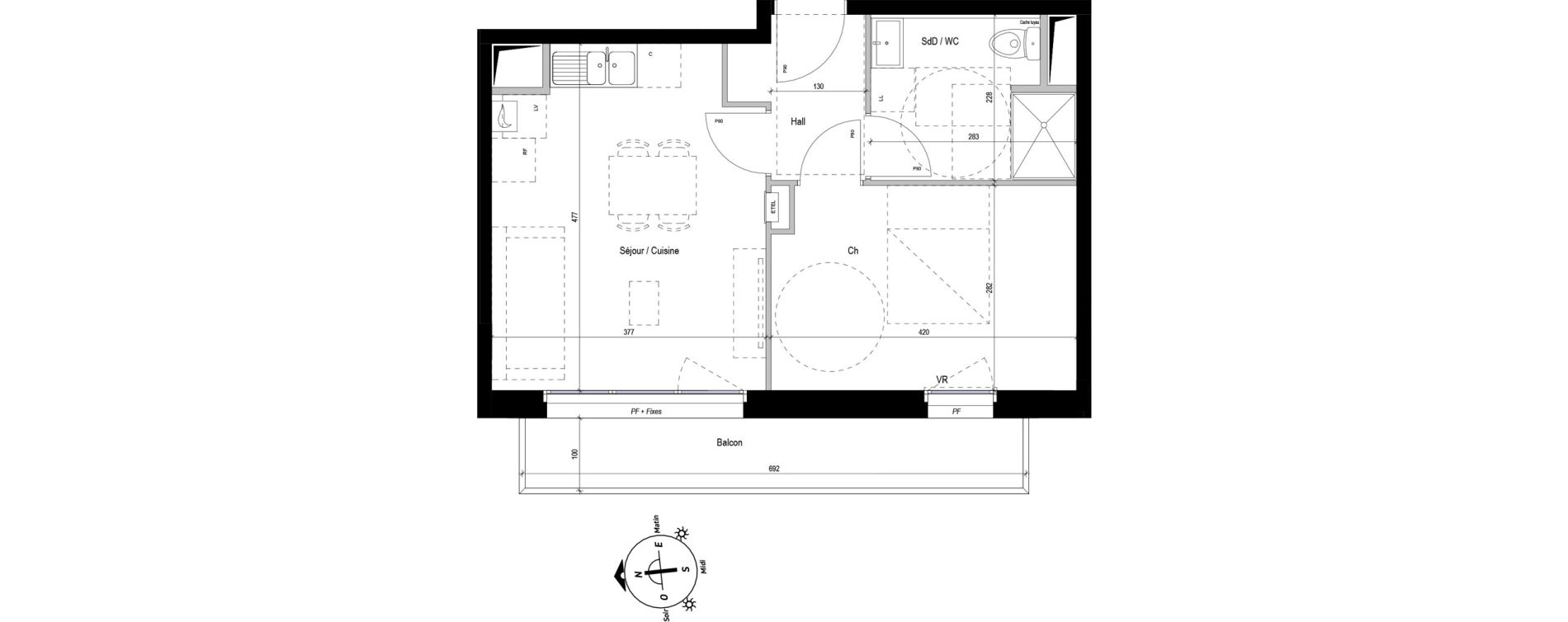 Appartement T2 de 37,85 m2 &agrave; Bray-Dunes Centre