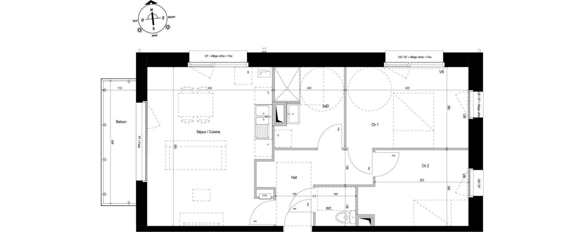 Appartement T3 de 58,76 m2 &agrave; Bray-Dunes Centre