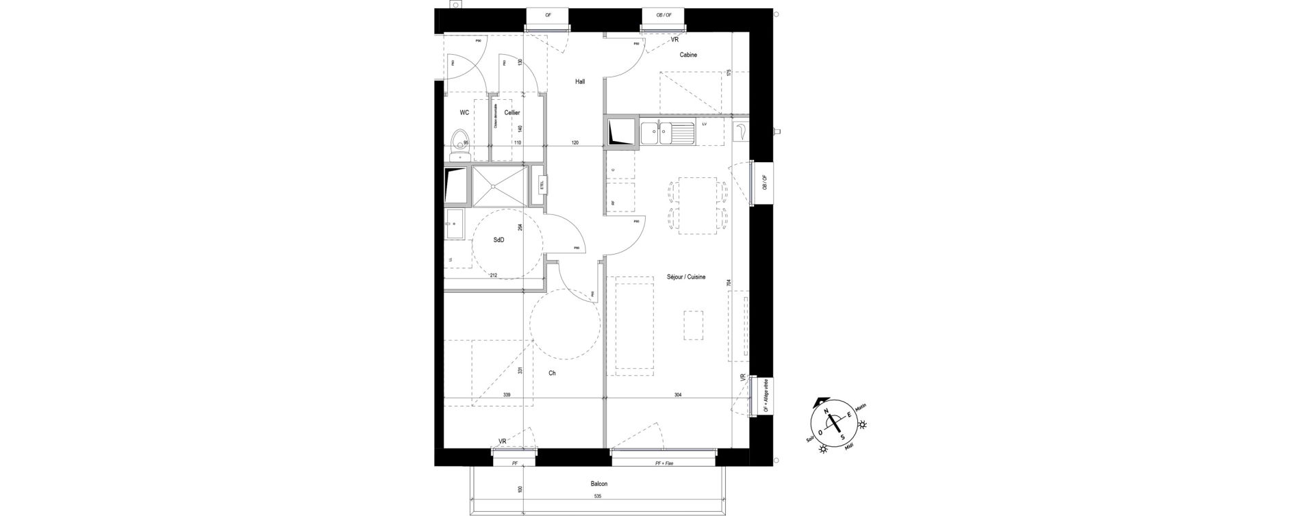 Appartement T2 de 54,53 m2 &agrave; Bray-Dunes Centre