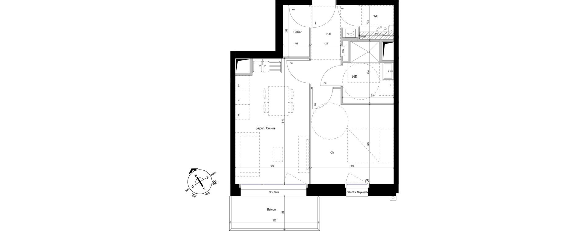 Appartement T2 de 40,91 m2 &agrave; Bray-Dunes Centre