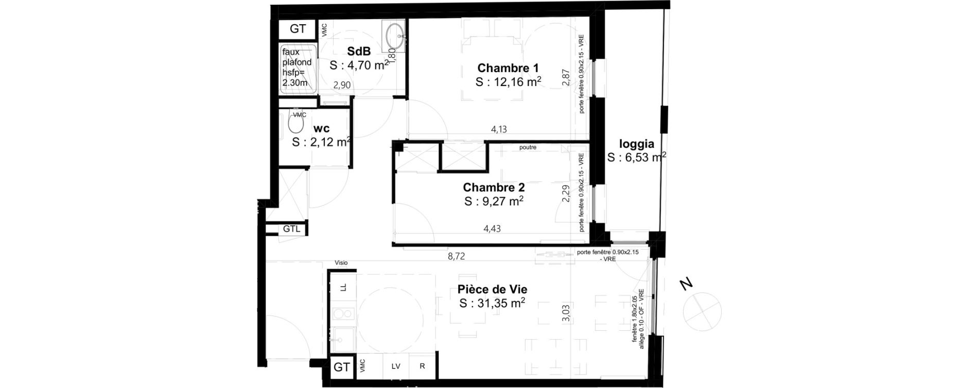 Appartement T3 de 59,60 m2 &agrave; Cambrai Centre