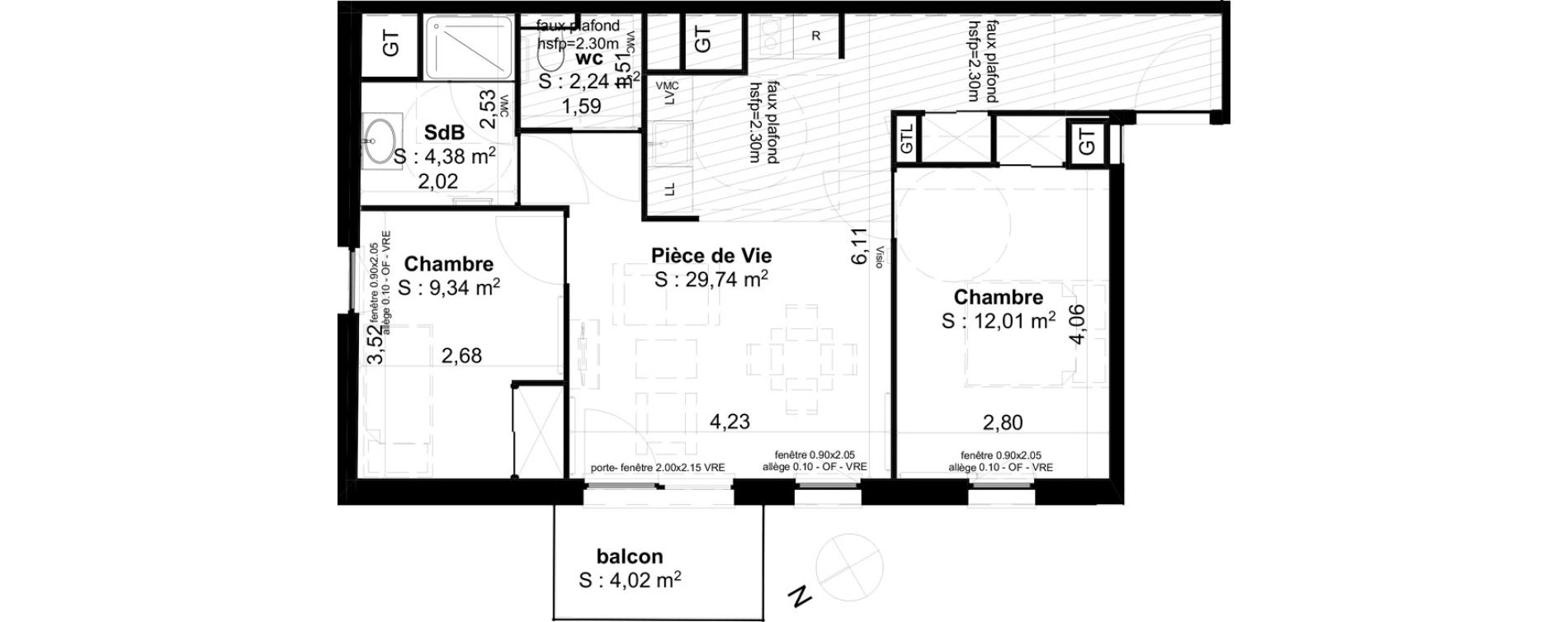 Appartement T3 de 57,71 m2 &agrave; Cambrai Centre