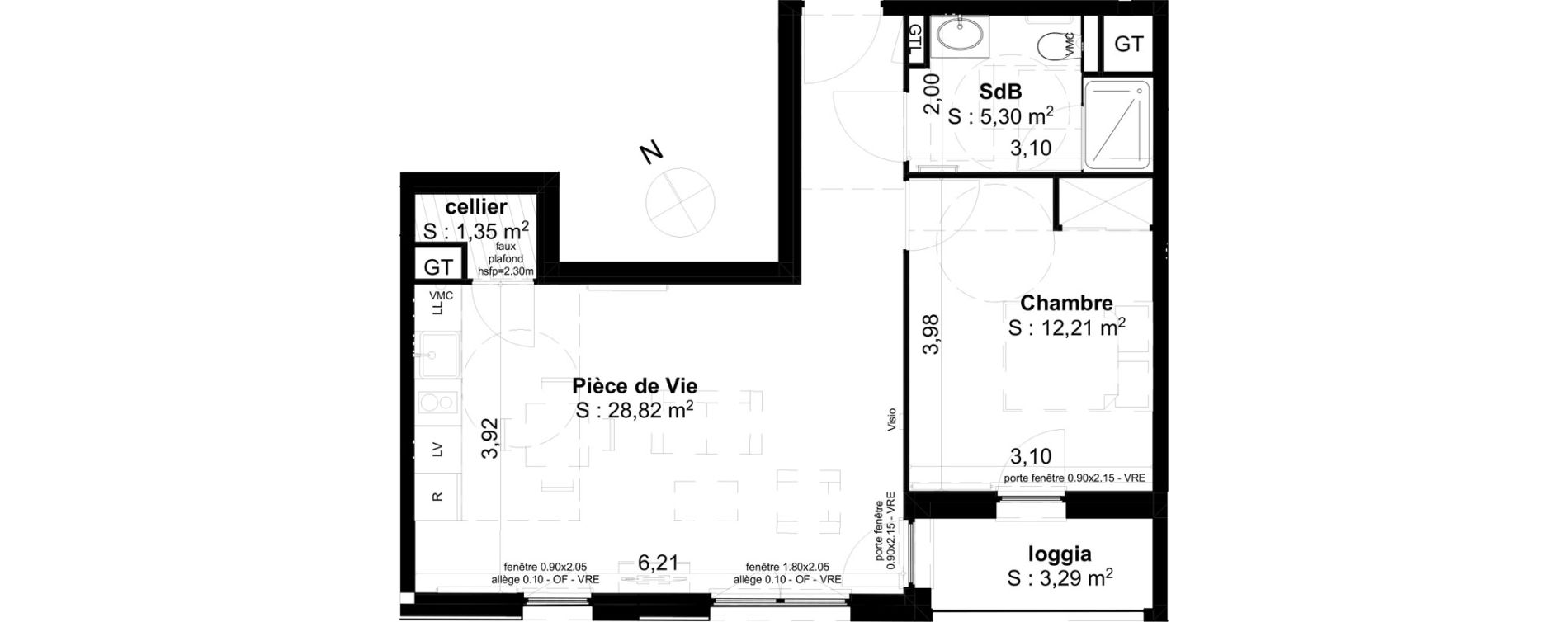 Appartement T2 de 47,68 m2 &agrave; Cambrai Centre