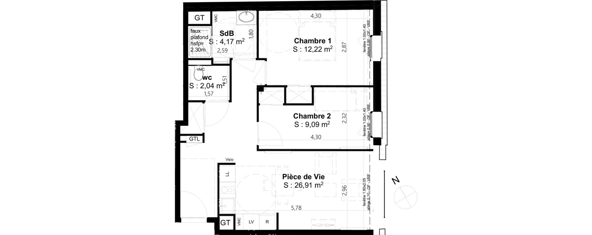 Appartement T3 de 54,43 m2 &agrave; Cambrai Centre