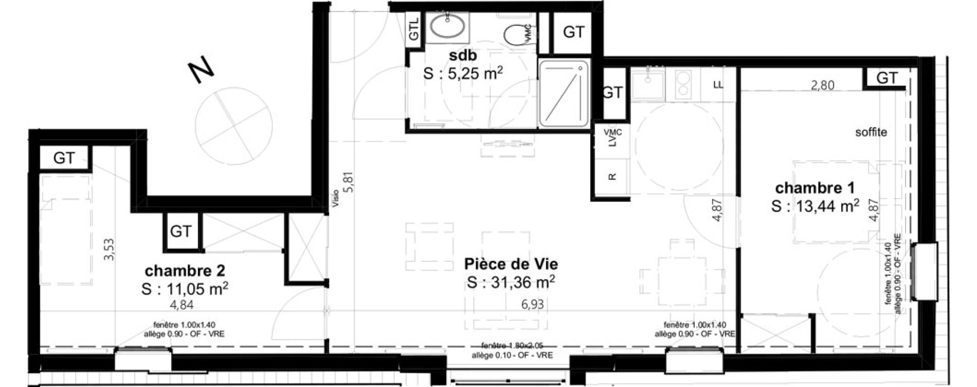 Appartement T3 de 61,10 m2 &agrave; Cambrai Centre