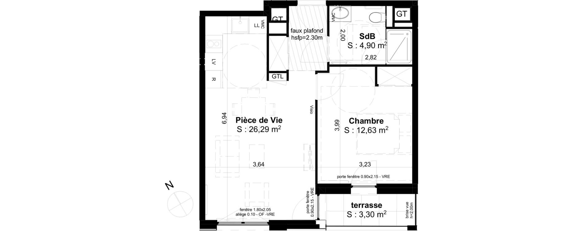 Appartement T2 de 43,82 m2 &agrave; Cambrai Centre