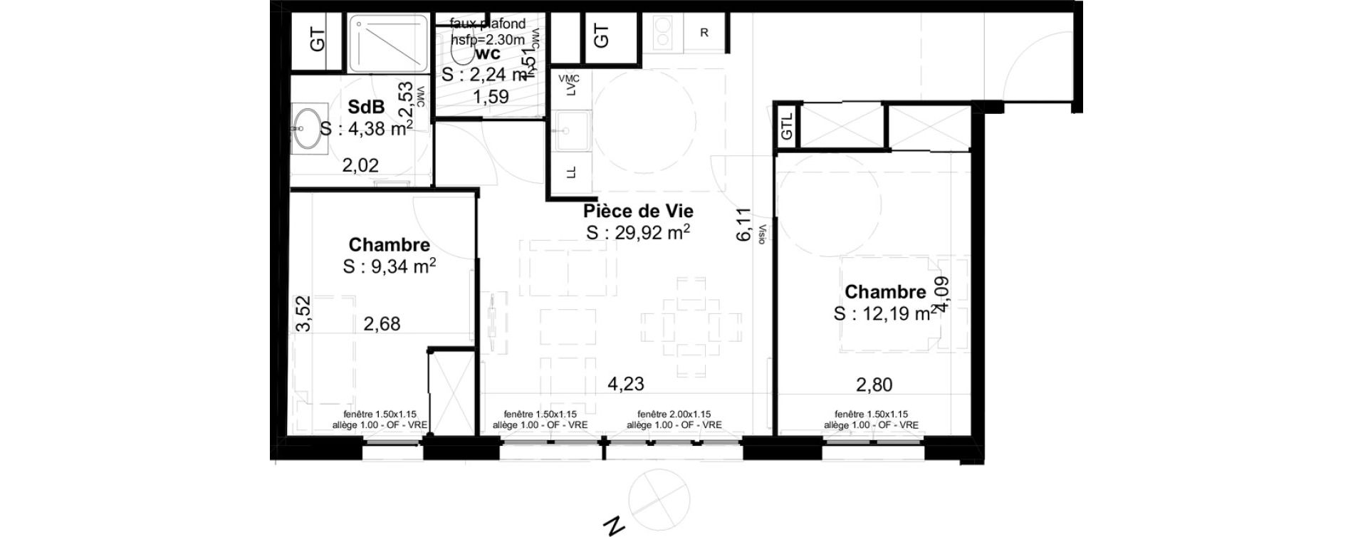 Appartement T3 de 58,07 m2 &agrave; Cambrai Centre