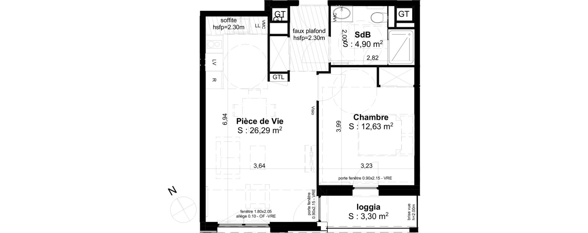 Appartement T2 de 43,82 m2 &agrave; Cambrai Centre