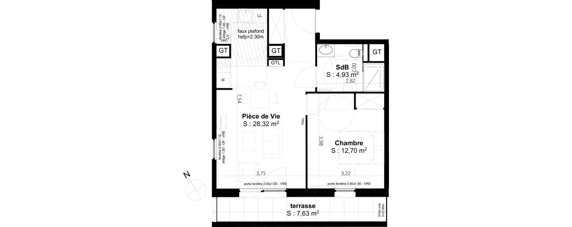 Appartement T2 de 45,95 m2 &agrave; Cambrai Centre