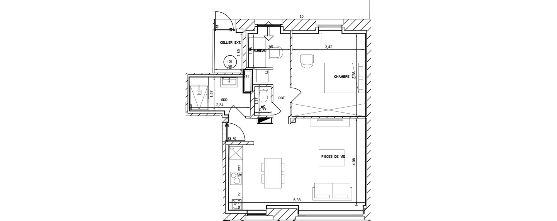 Appartement T2 de 51,20 m2 &agrave; Cambrai Centre