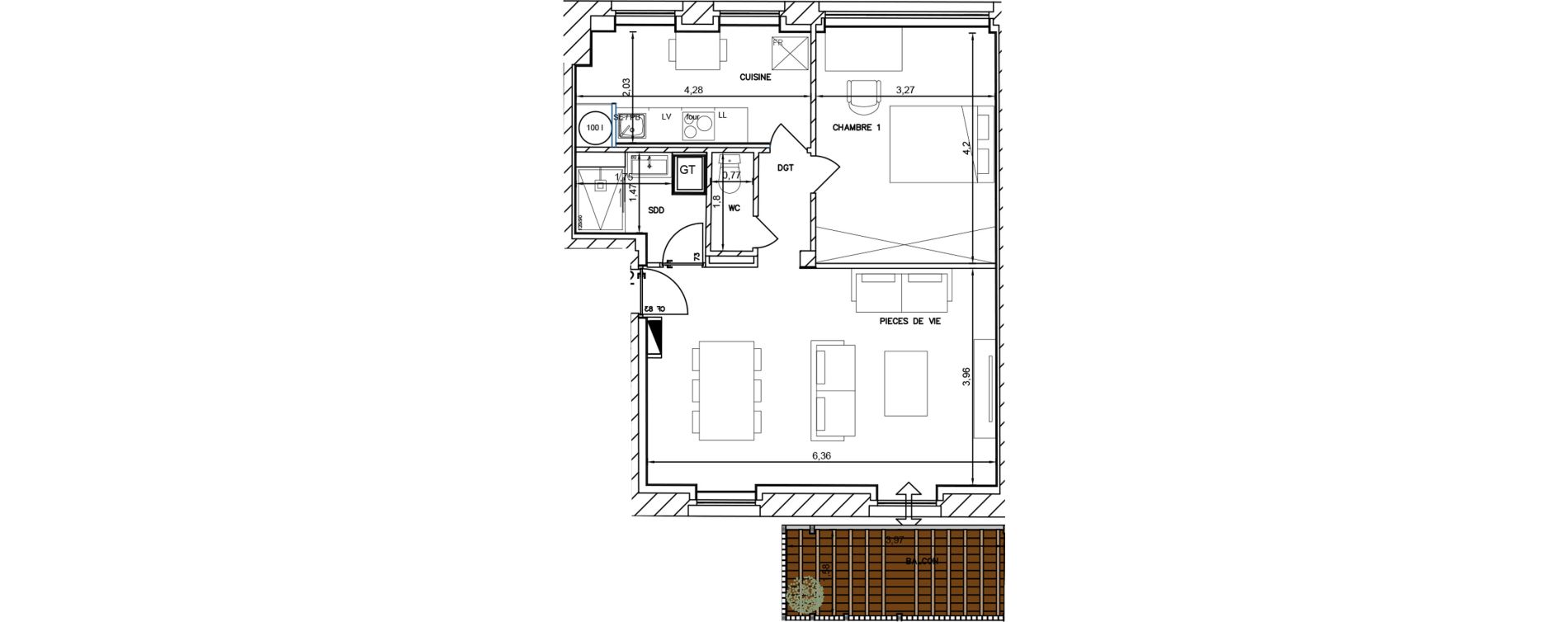 Appartement T2 de 55,00 m2 &agrave; Cambrai Centre