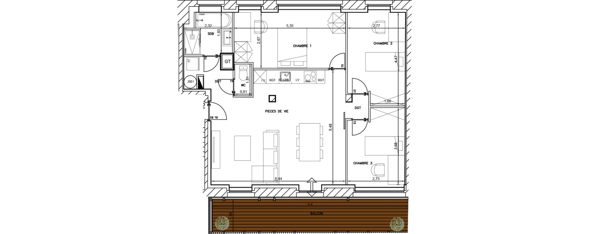 Appartement T4 de 78,80 m2 &agrave; Cambrai Centre