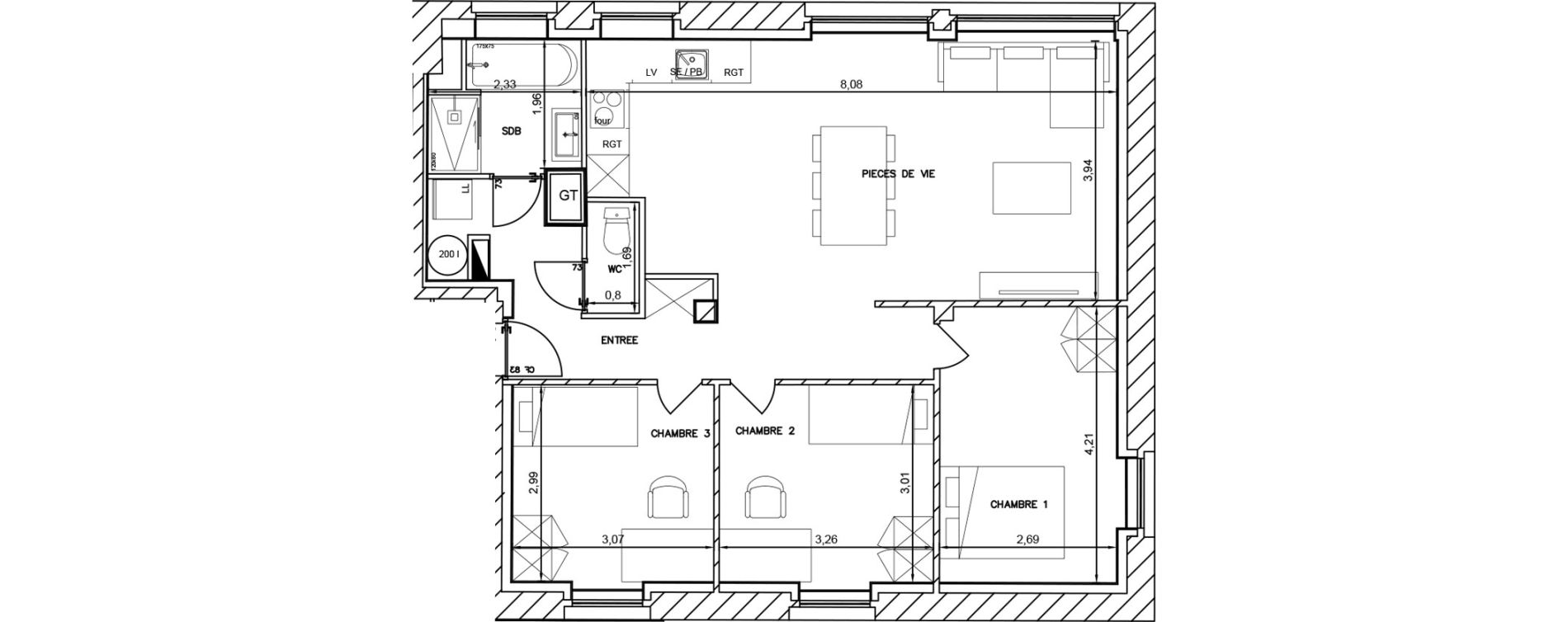 Appartement T4 de 77,10 m2 &agrave; Cambrai Centre